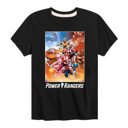 Boys' - Power Rangers - Retro Comic Cover- Boy's Short Sleeve Tee Short Sleeve Graphic T-Shirt