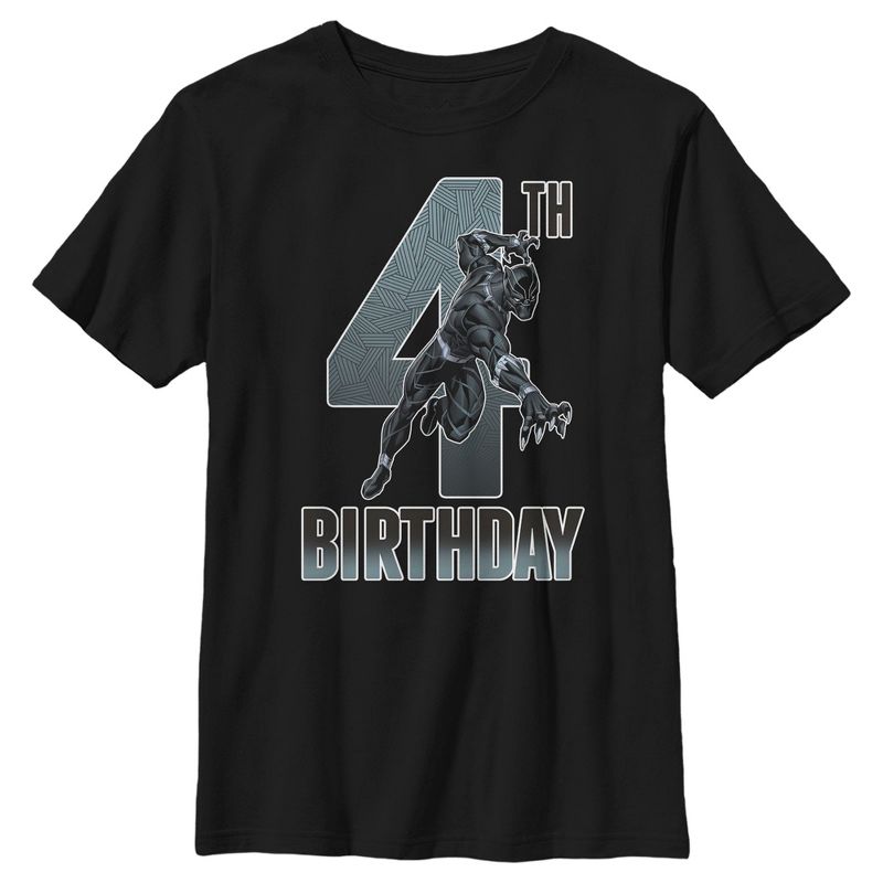 Boy's Marvel Black Panther Action Pose 4th Birthday T-Shirt
