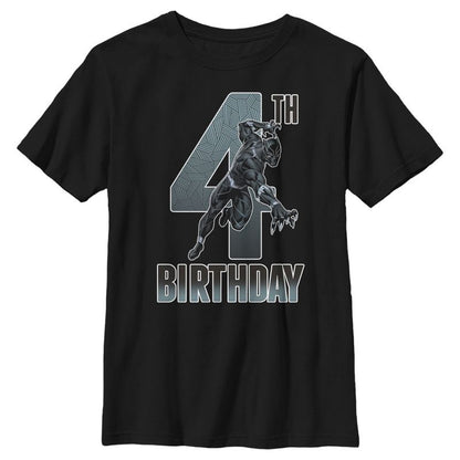 Boy's Marvel Black Panther Action Pose 4th Birthday T-Shirt