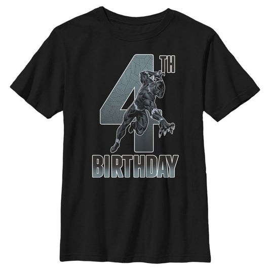 Boy's Marvel Black Panther Action Pose 4th Birthday T-Shirt