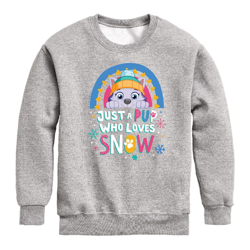 Boys' - Paw Patrol - Just A Pup Who Loves Snow Graphic Long Sleeve Fleece Sweatshirt