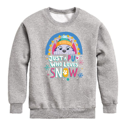 Boys' - Paw Patrol - Just A Pup Who Loves Snow Graphic Long Sleeve Fleece Sweatshirt