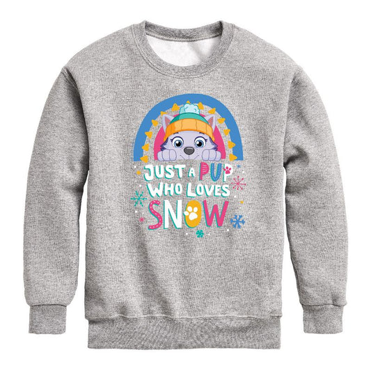 Boys' - Paw Patrol - Just A Pup Who Loves Snow Graphic Long Sleeve Fleece Sweatshirt