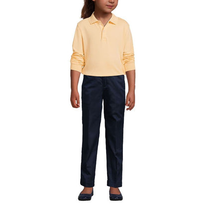 Lands' End School Uniform Kids Long Sleeve Interlock Polo Shirt