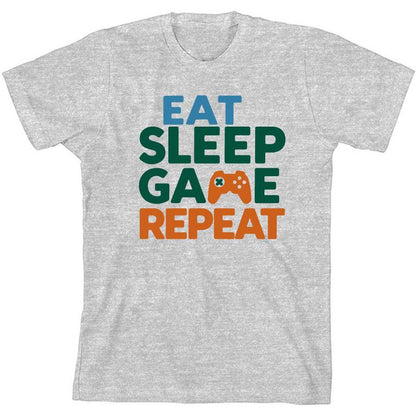 "Eat, Sleep, Game, Repeat" Youth Crew Neck Short Sleeve Tee