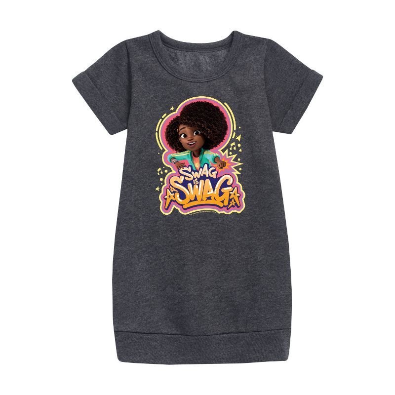 Girls' - Karma's World - Swag Is Swag Graphic Short Sleeve Fleece Dress