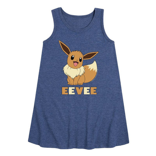 Girls' - Pokémon - Happy Eevee Graphic Sleeveless Aline Dress