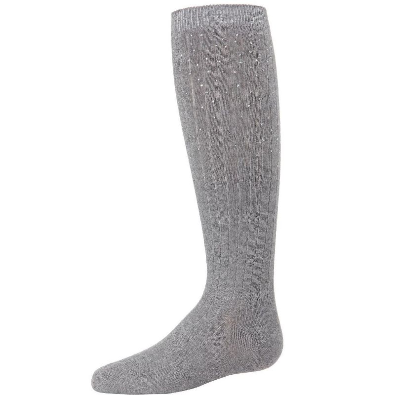 Memoi Girls' Ribbed Gemstone Knee High Socks