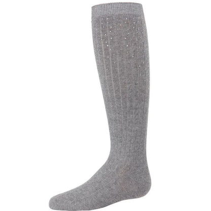 Memoi Girls' Ribbed Gemstone Knee High Socks