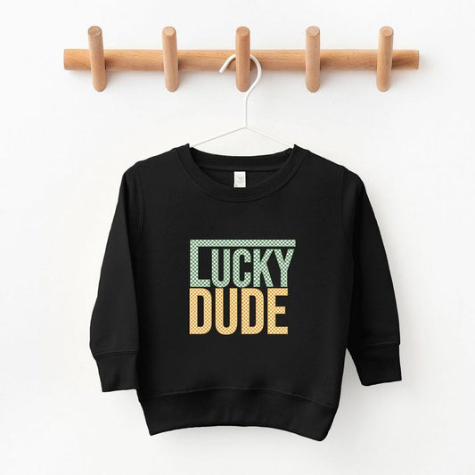 The Juniper Shop Block Checkered Lucky Dude Toddler Graphic Sweatshirt