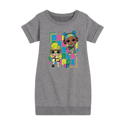 فستان صوف بأكمام قصيرة مطبوع عليه رسومات "ملكة الرقص" للفتيات - مفاجأة LOL!