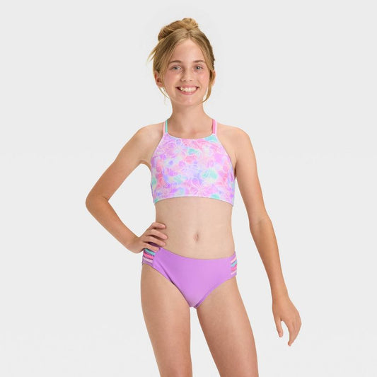Girls' Watercolor Hibiscus Bikini Set - Cat & Jack™ Purple