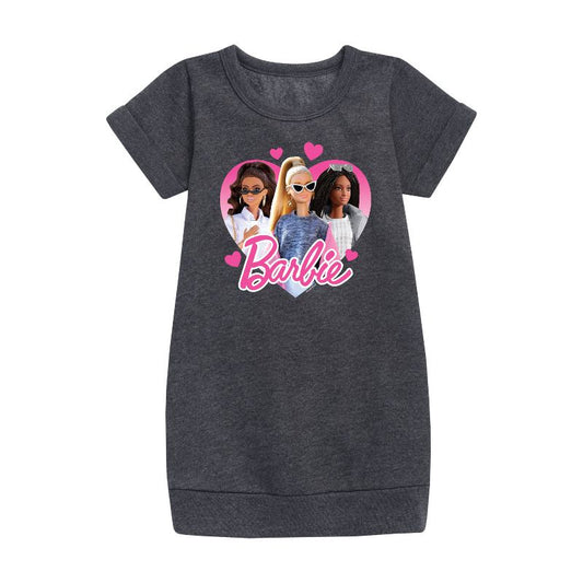 Girls' - Barbie - Valentine's Day Graphic Short Sleeve Fleece Dress