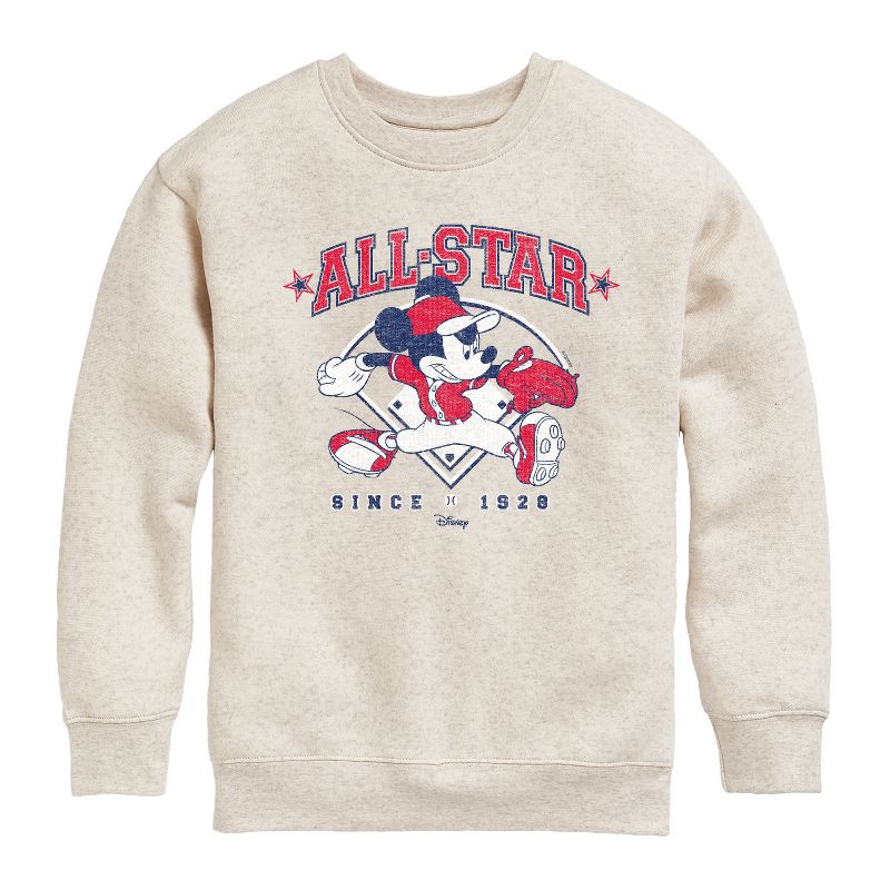 Boys' - Disney - All Star Mickey Graphic Long Sleeve Fleece Sweatshirt