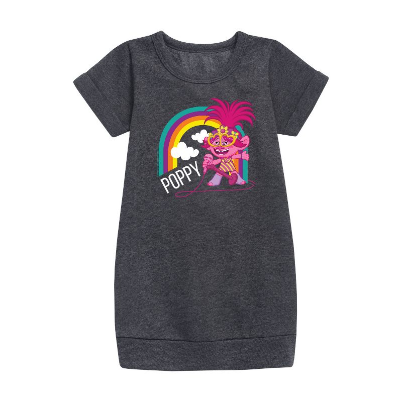 Girls' - Trolls - Poppy Singing Graphic Short Sleeve Fleece Dress