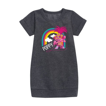 Girls' - Trolls - Poppy Singing Graphic Short Sleeve Fleece Dress