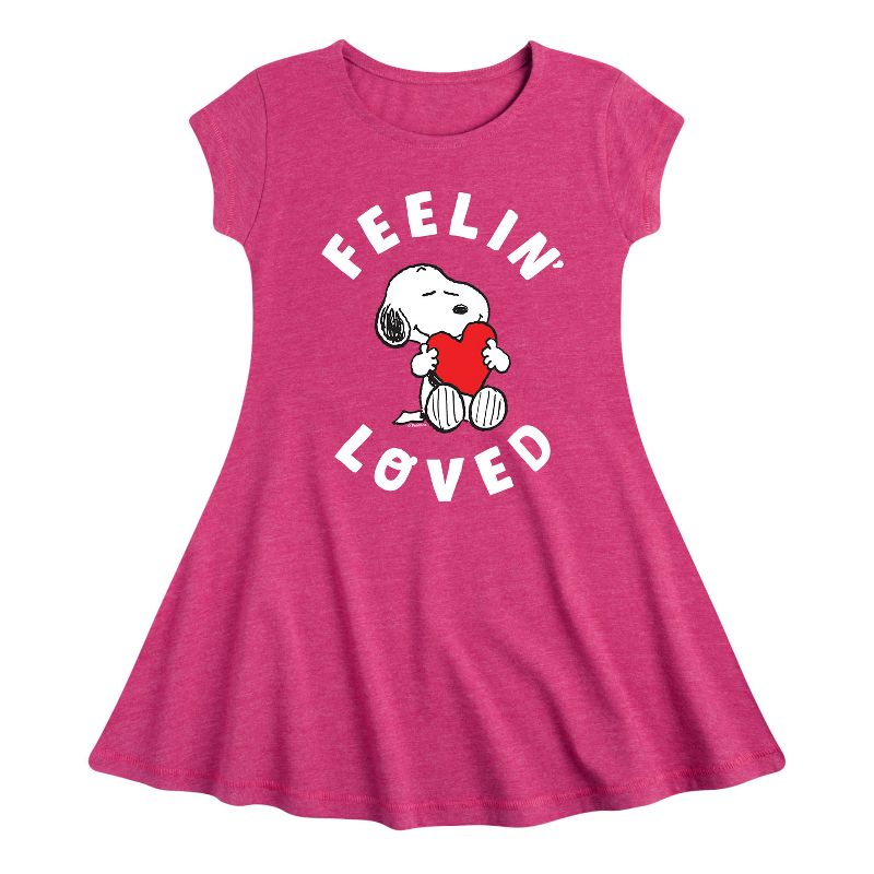 Girls' - Peanuts - Feelin Loved Fit & Flair Cap Sleeve Dress