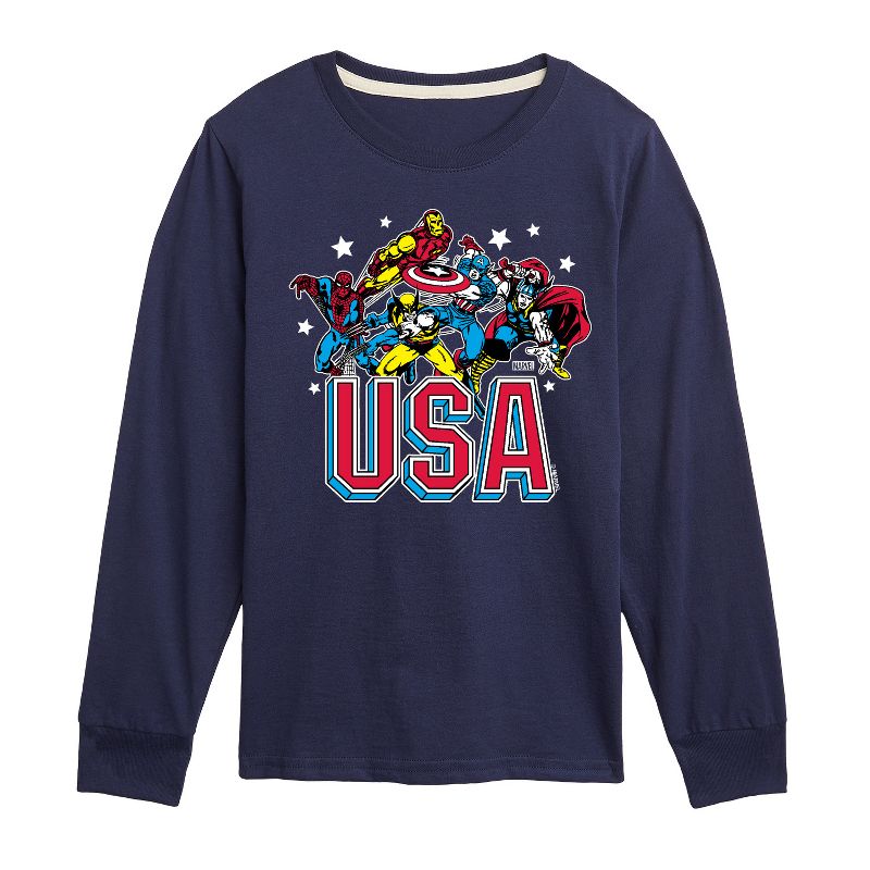 Boys' - Marvel - USA Long Sleeve Graphic T-Shirt