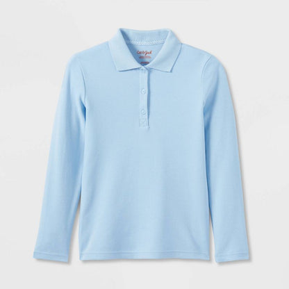 Girls' Long Sleeve Interlock Uniform Polo Shirt - Cat & Jack™