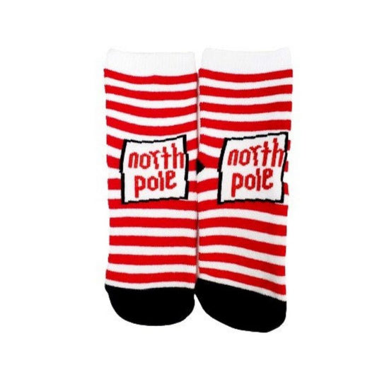 North Pole Striped Kids Socks /Red/White from the Sock Panda