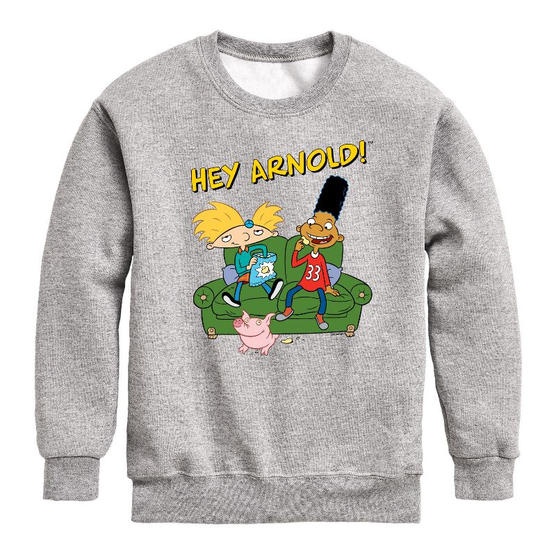 Boys' - Hey Arnold! - Arnold, Gerald and Abner Graphic Long Sleeve Fleece Sweatshirt