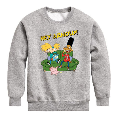 Boys' - Hey Arnold! - Arnold, Gerald and Abner Graphic Long Sleeve Fleece Sweatshirt