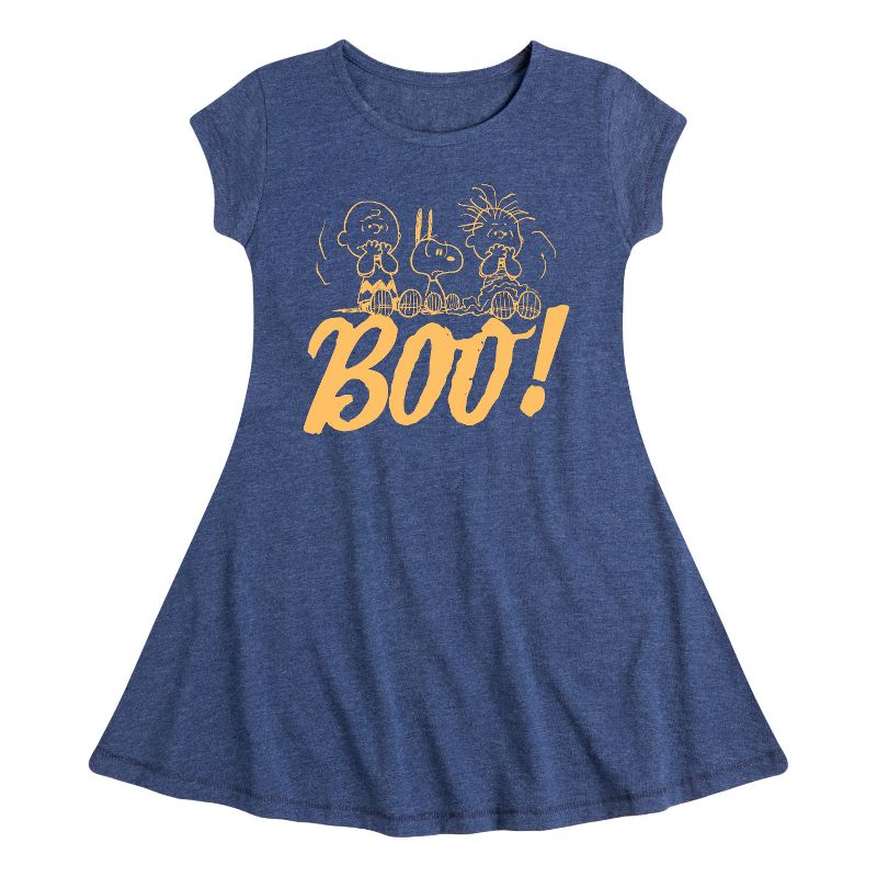 فستان بناتي بأكمام قصيرة من Boo Fit &amp; Flair - Peanuts