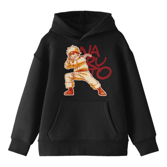 Naruto Tonal Character Graphic Long Sleeve Youth Black Hooded Sweatshirt