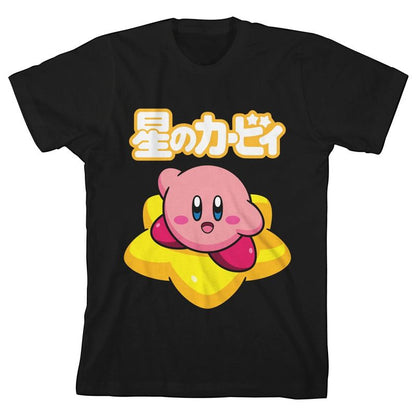 تي شيرت جرافيكي أسود للشباب من Bioworld Kirby مع عنوان النجمة