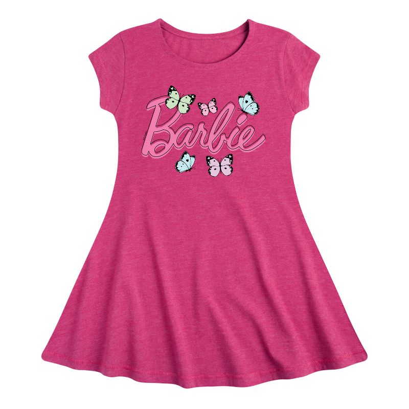 Girls' - Barbie - Butterflies Flutter Fit & Flair Cap Sleeve Dress