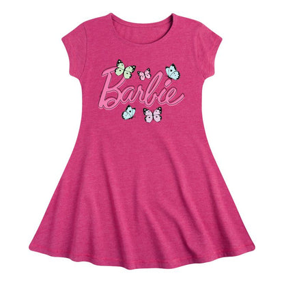 Girls' - Barbie - Butterflies Flutter Fit & Flair Cap Sleeve Dress