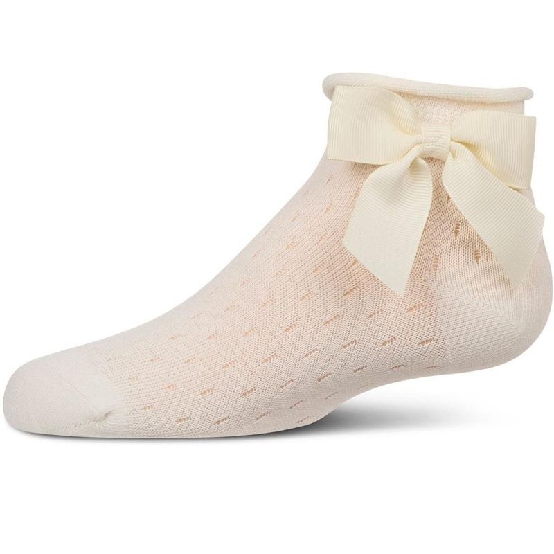 Memoi Girls Pointelle Soft Stretch Cotton Anklet Socks
