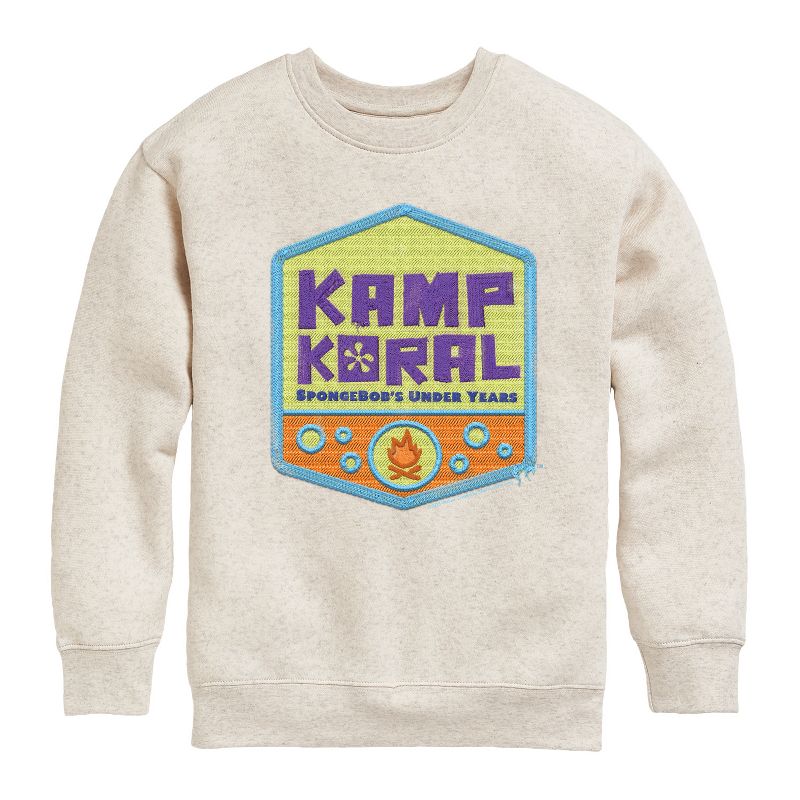 Boys' - SpongeBob SquarePants - Kamp Koral Kamp Koral Logo Badge Graphic Long Sleeve Fleece Sweatshirt