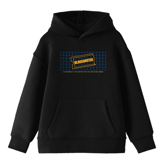 Blockbuster A Good Movie Is Like Comfort Food For Your Other Senses Logo Grid Youth Black Hoodie