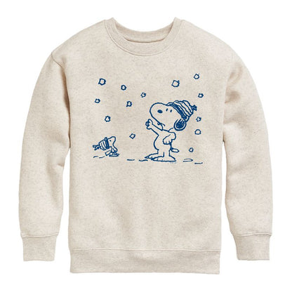 Boys' - Peanuts - Snow Snoopy And Woodstock Graphic Long Sleeve Fleece Sweatshirt