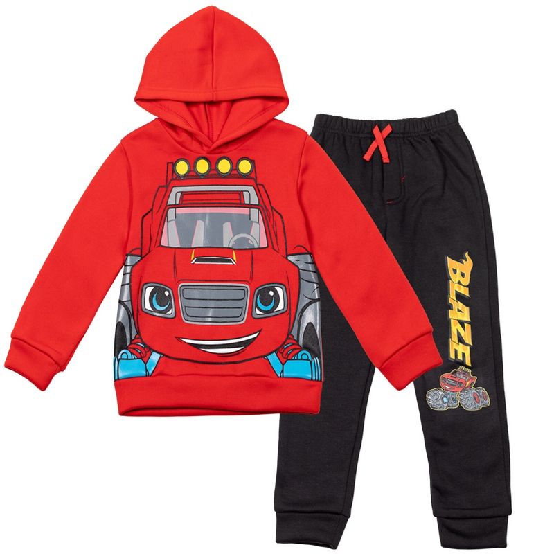 طقم ملابس للأطفال الصغار من Blaze and the Monster Machines Zeg Stripes Pickle Fleece Hoodie and Jogger Pants