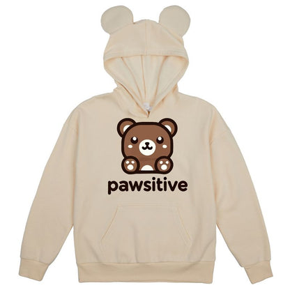 Pawsitive Brown Bear Youth Girl's Long Sleeve Cosplay Hoodie With 3D Ears