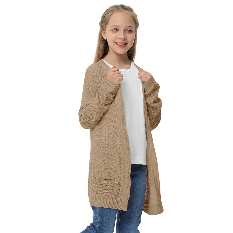 Cardigan for Girls Open Front Sweater Long Sleeve Loose Fit Sweater Jacket