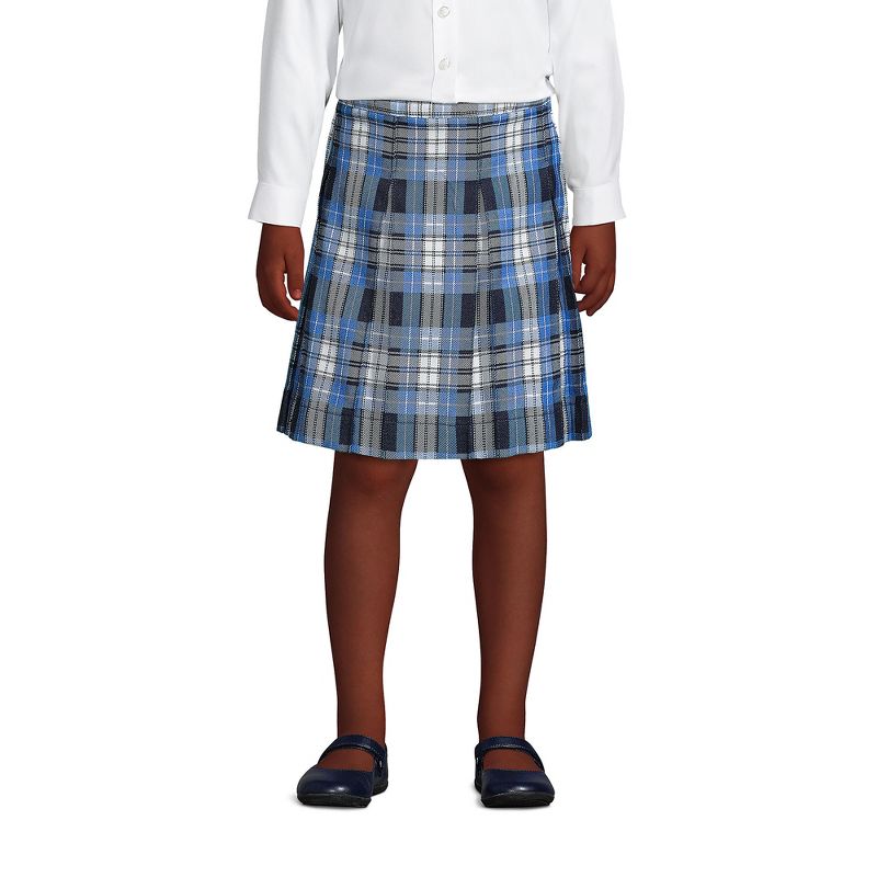 Lands' End School Uniform Kids Plaid Box Pleat Skirt Top of the Knee