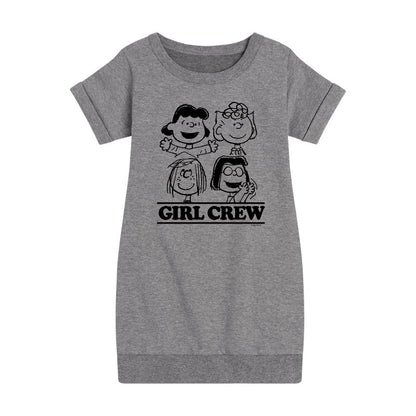 Girls' - Peanuts - Girl Crew Graphic Short Sleeve Fleece Dress