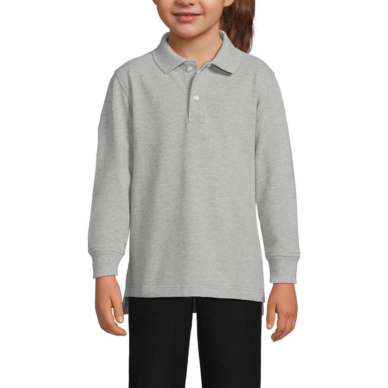 Lands' End School Uniform Kids Long Sleeve Mesh Polo Shirt