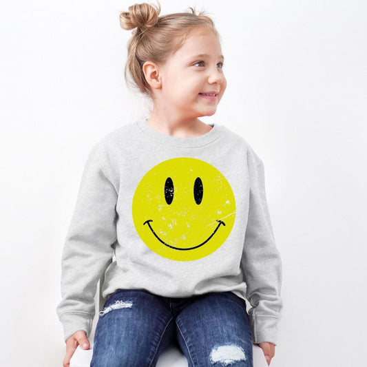 The Juniper Shop Distressed Smiley Face Youth Graphic Sweatshirt