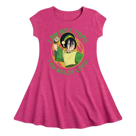 Girls' - Avatar: The Last Airbender - Toph Melon Lord Fit & Flair Cap Sleeve Dress