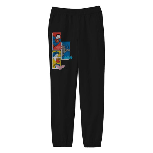 The Justice League Batman, Superman, Wonder Woman Youth Black Graphic Jogger Pants