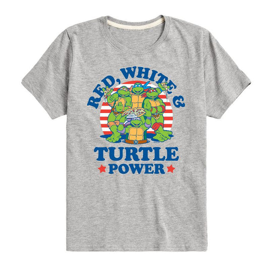 تي شيرت جرافيكي بأكمام قصيرة للأولاد - سلاحف النينجا المراهقة المتحولة - أحمر وأبيض - قوة السلاحف