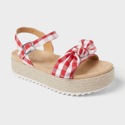 Kids' Daphne Gingham Platform Espadrille Sandals - Cat & Jack™ Red