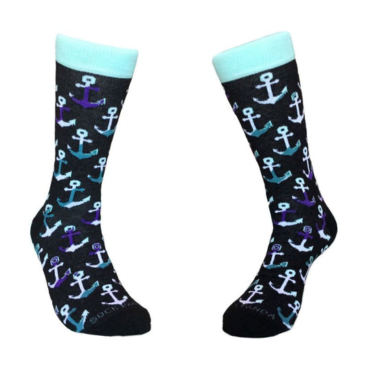Colorful Anchor Pattern Socks from the Sock Panda (Adult Large or Tween Size Small)