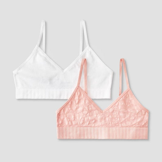Girls' 2pk Seamless Bra - Cat & Jack™ Pink/White