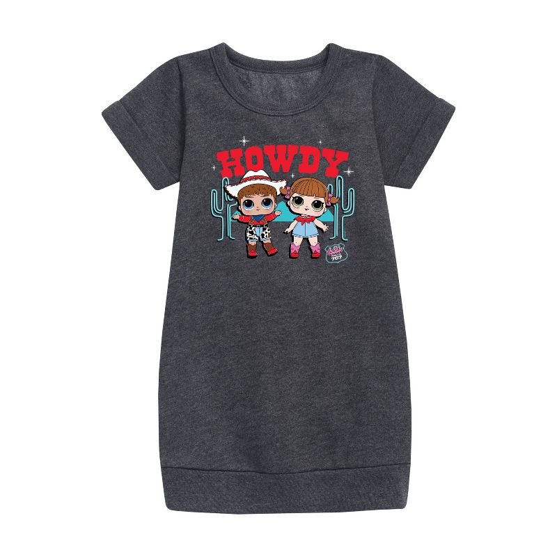 فستان صوف بأكمام قصيرة مطبوع عليه رسومات "هاودي كاوغيرلز" للبنات - مفاجأة LOL!