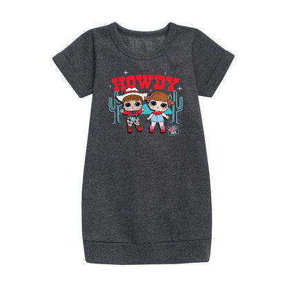 فستان صوف بأكمام قصيرة مطبوع عليه رسومات "هاودي كاوغيرلز" للبنات - مفاجأة LOL!